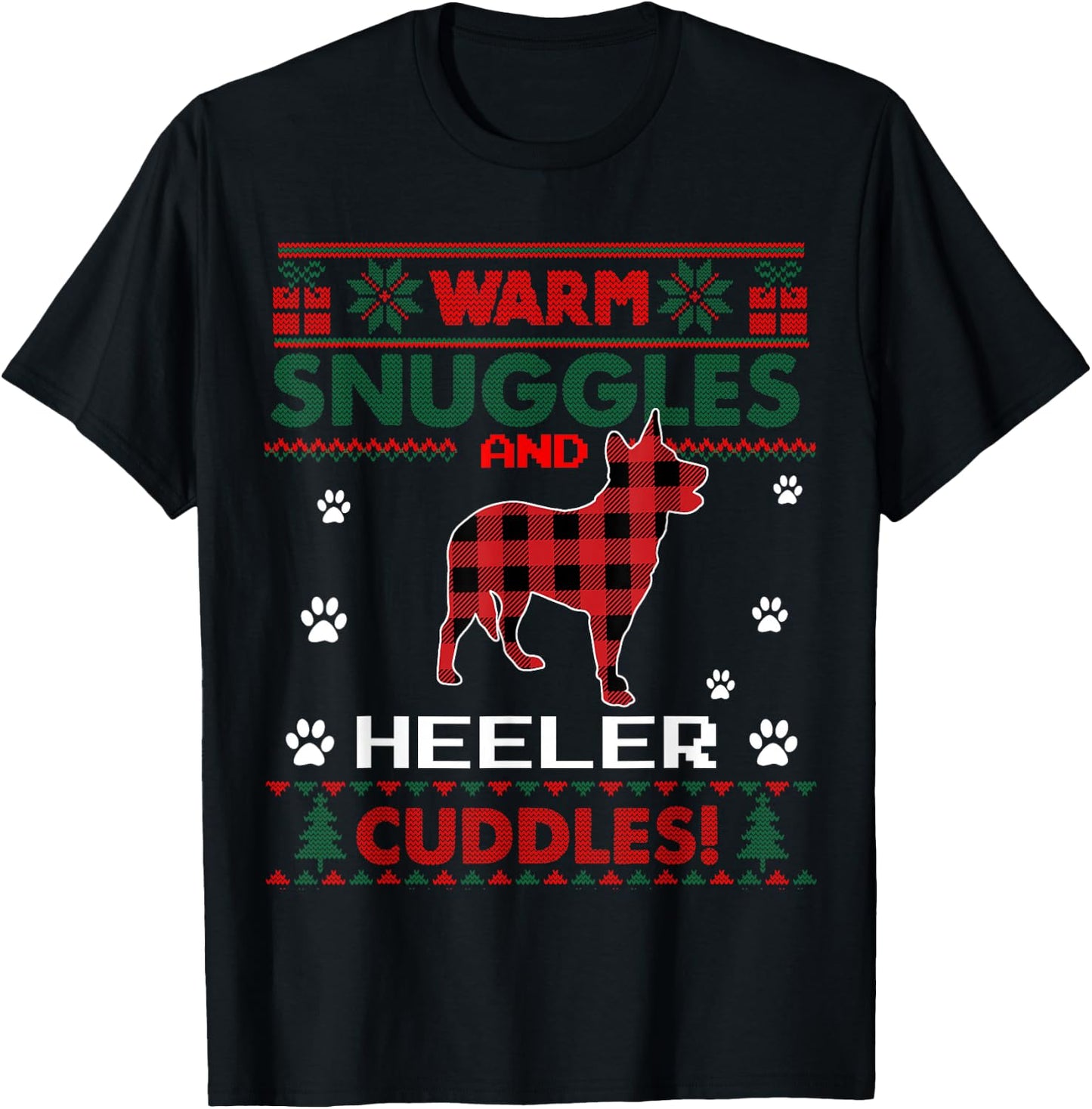 Heeler Dog Lover Christmas Pajama Shirt Xmas Ugly Christmas T-Shirt - T-Shirt | Black