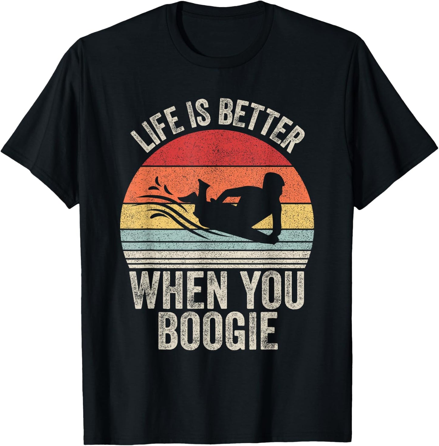 Catch Some Rays Vintage Retro Life Is Better When You Boogie Board - Women's Adults Black Short Sleeve Classic Fit - Small T-Shirt - T-Shirt | Black