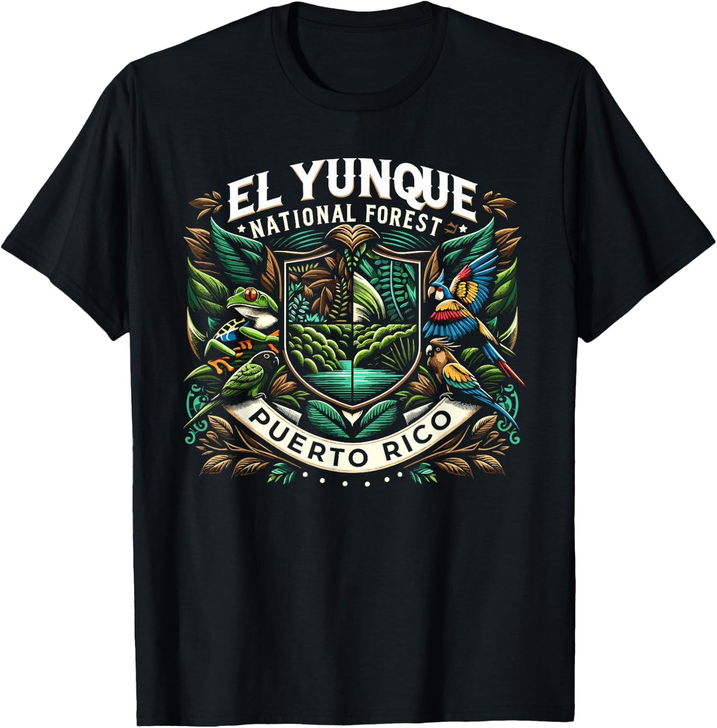 El Yunque National Forest Shirt Wildlife Puerto Rico T-Shirt - T-Shirt | Black