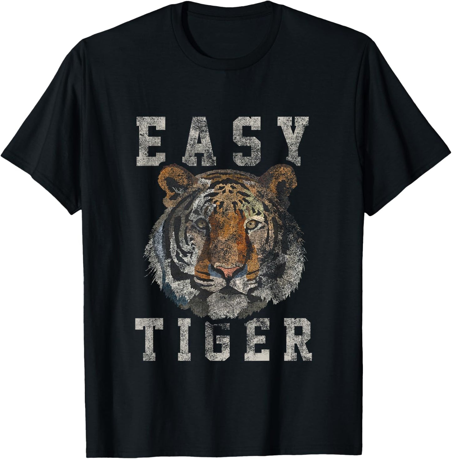 Easy Tiger Distressed Casual-Chic Graphic Small T-Shirt - T-Shirt | Black