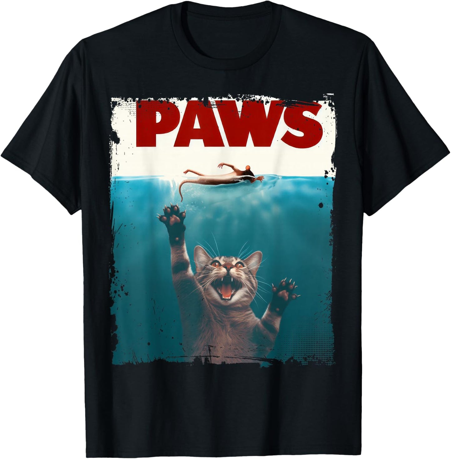 Paws Kitten Meow Parody Funny Cat Lover Gifts Cute Cat T-Shirt - T-Shirt | Black