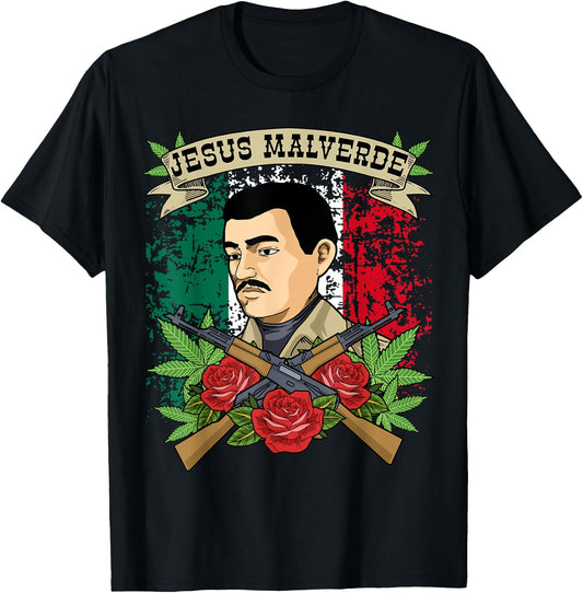 Jesus Malverde Shirt & Men Gifts Jesus Malverde T-Shirt - T-Shirt | Black