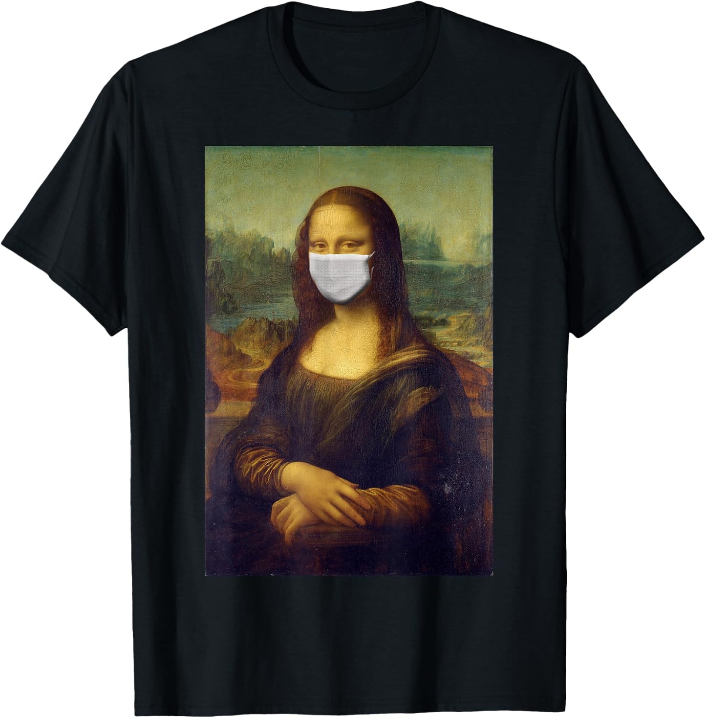 Mona Lisa Face Mask T-Shirt - T-Shirt | Black