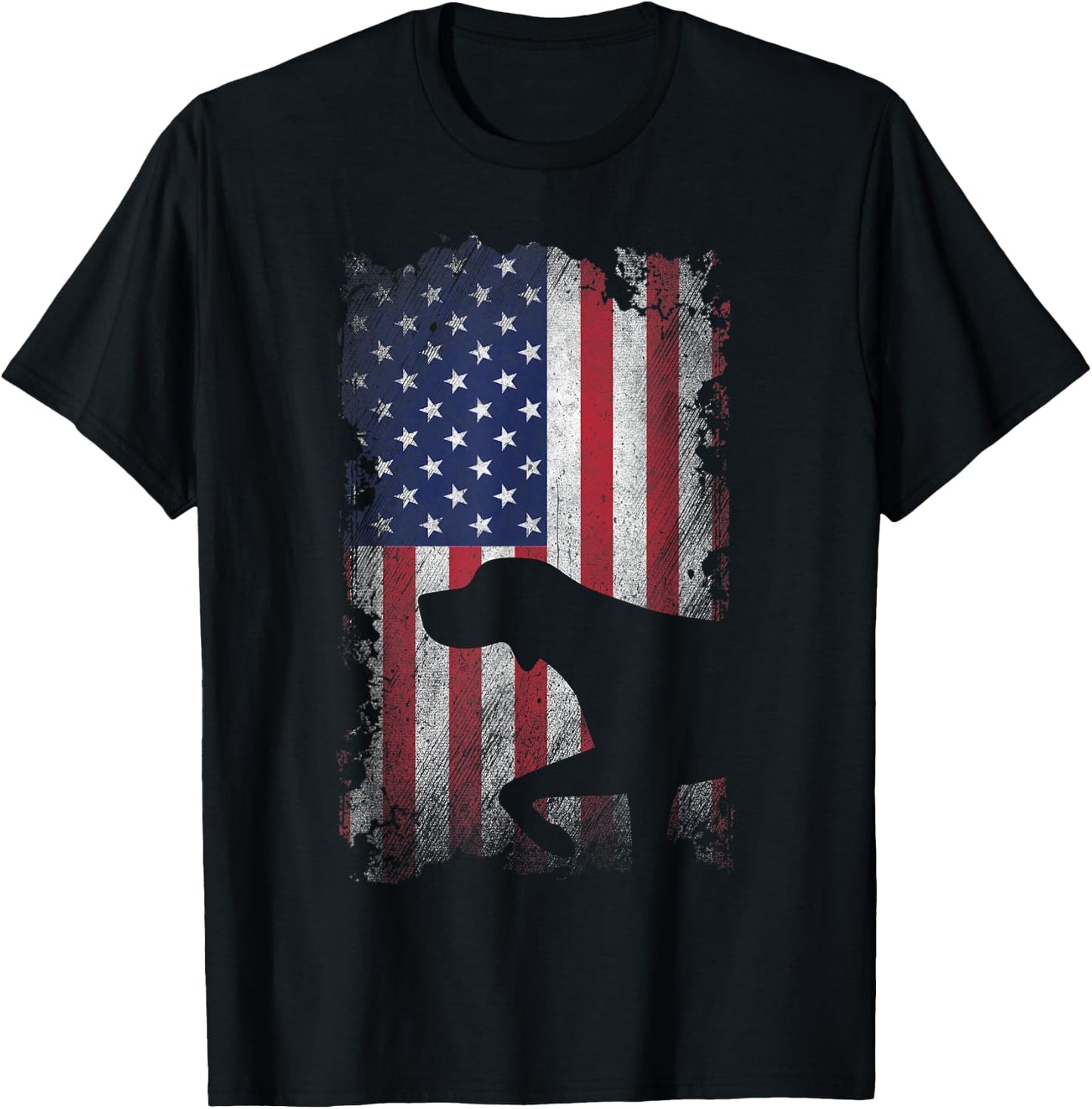 Patriotic German Shorthaired Pointer American Flag GSP Dog T-Shirt - T-Shirt | Black