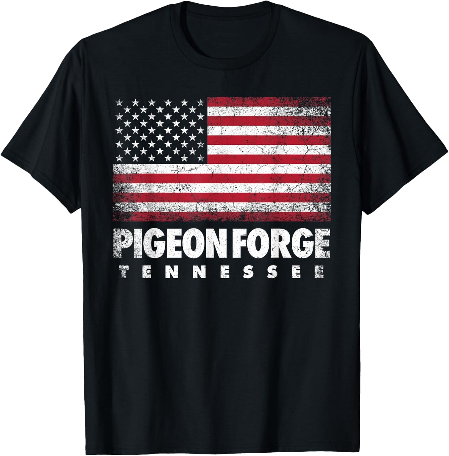 Pigeon Forge Tennessee 4th of July American Flag USA America T-Shirt - T-Shirt | Black