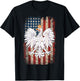 Polish Eagle American Flag Pride Poland T-Shirt - T-Shirt | Black