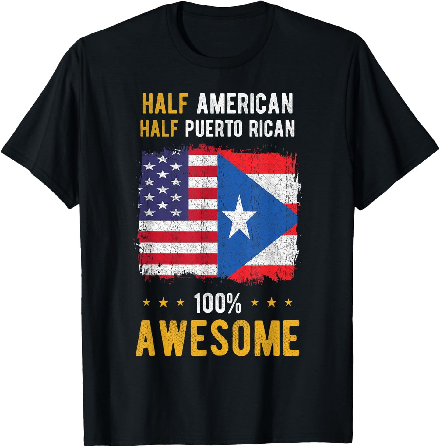 American Puerto Rican Flag - Half American Half Puerto Rican T-Shirt - T-Shirt | Black