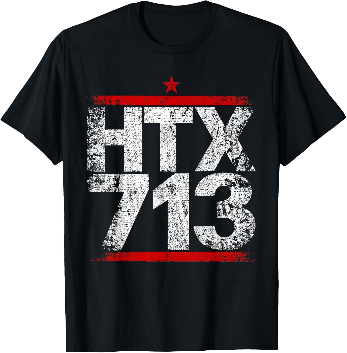 HTX 713 Houston Strong H-Town Distressed Vibe Houston Texas T-Shirt - T-Shirt | Black