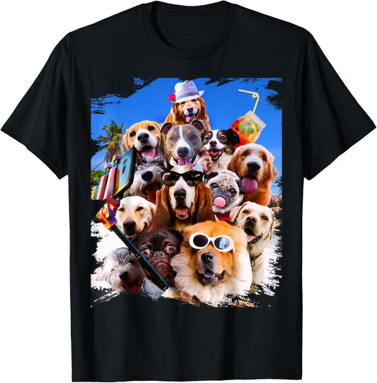 Dog Selfie with Glasses T-Shirt - T-Shirt | Black