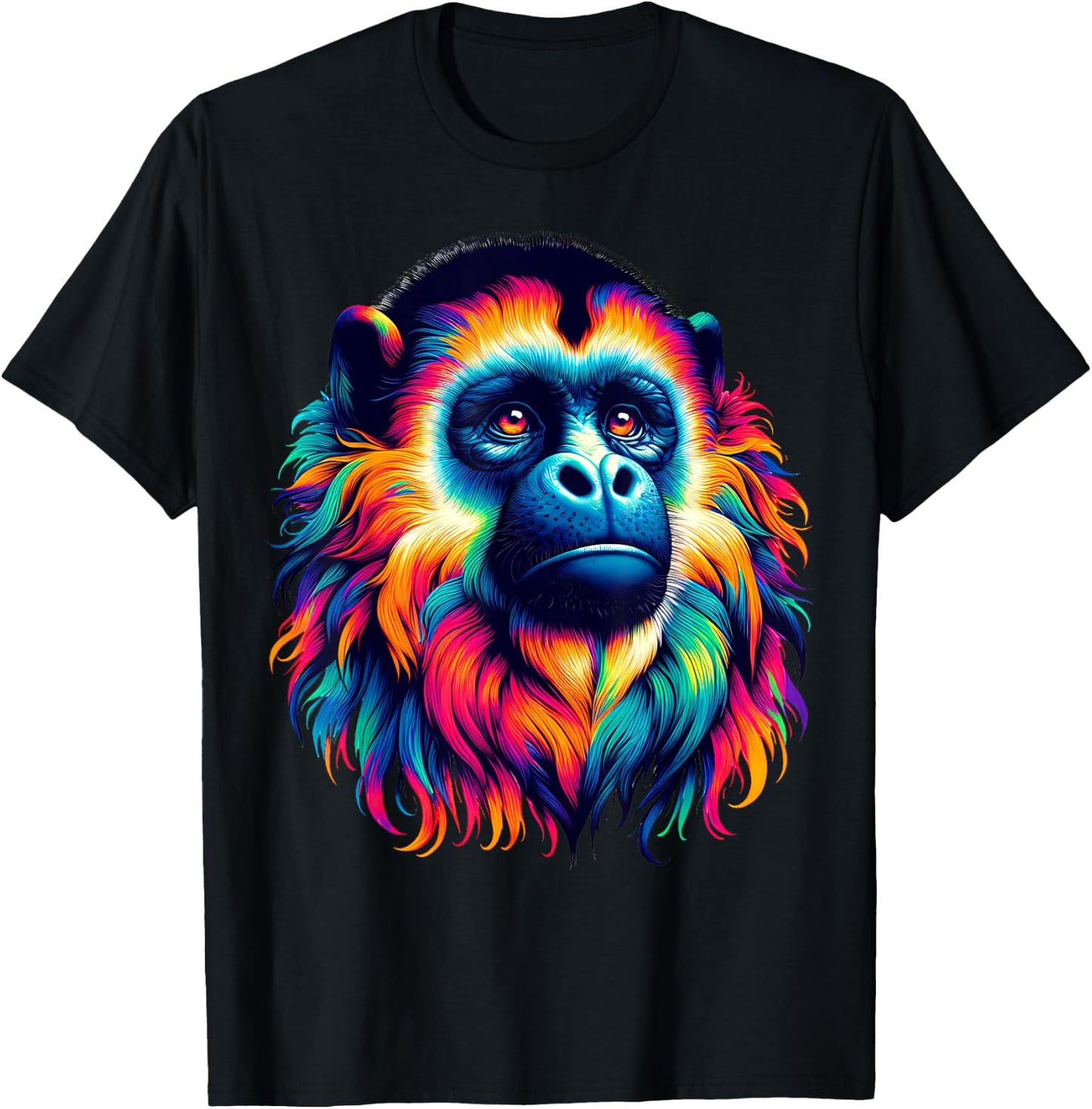 Cool Howler Monkey Spirit Animal Illustration Tie Dye Art T-Shirt - T-Shirt | Black