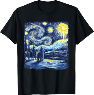 Van Gogh Shirt Starry Night Three Wise Men Funny Christian T-Shirt - T-Shirt | Black