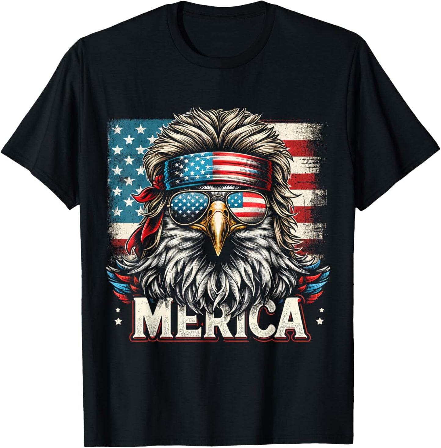 4th of July Patriotic Funny Eagle July 4th USA Merica T-Shirt - T-Shirt | Black