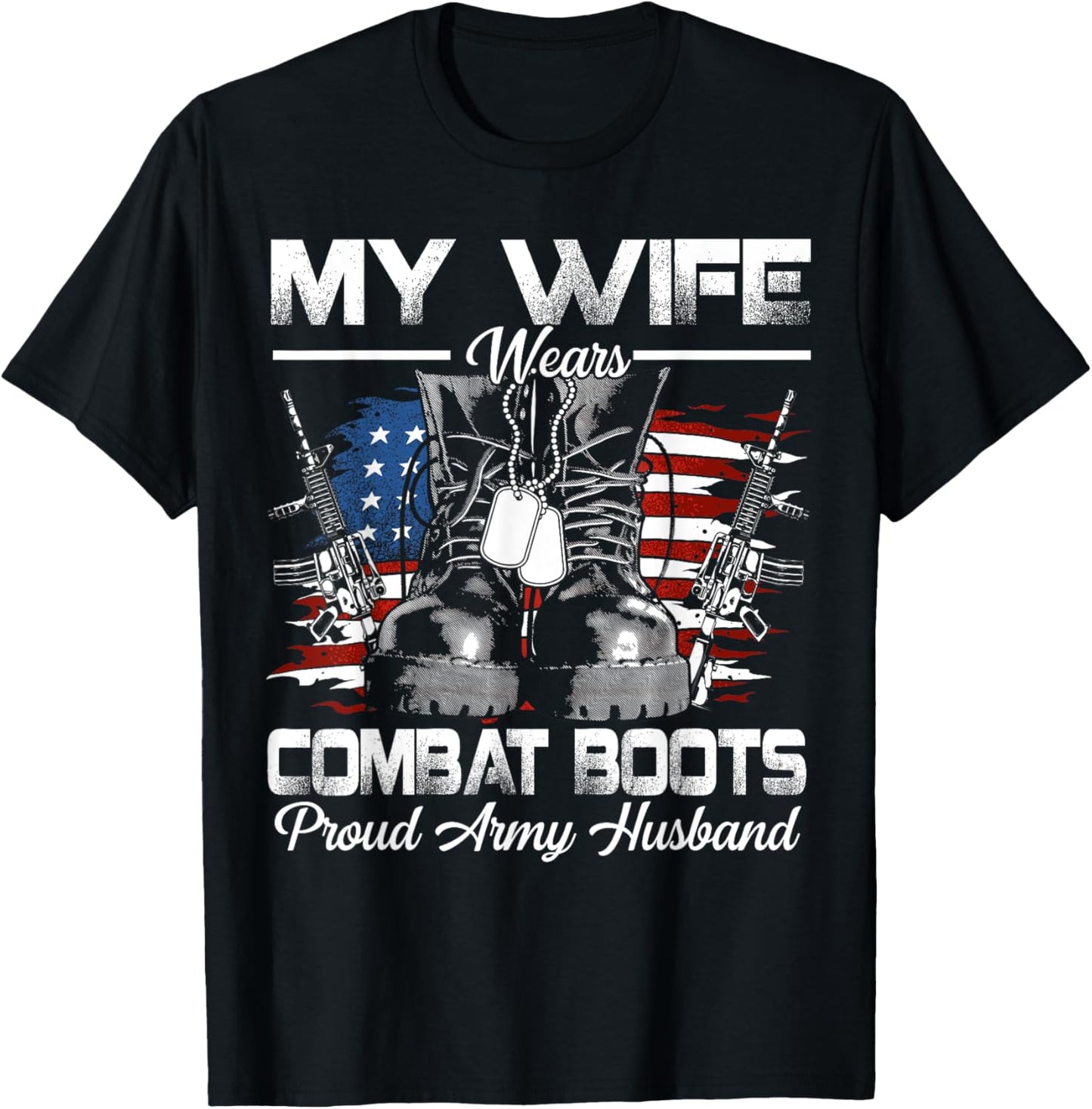 Proud Army Husband Veteran Wife T-Shirt - T-Shirt | Black