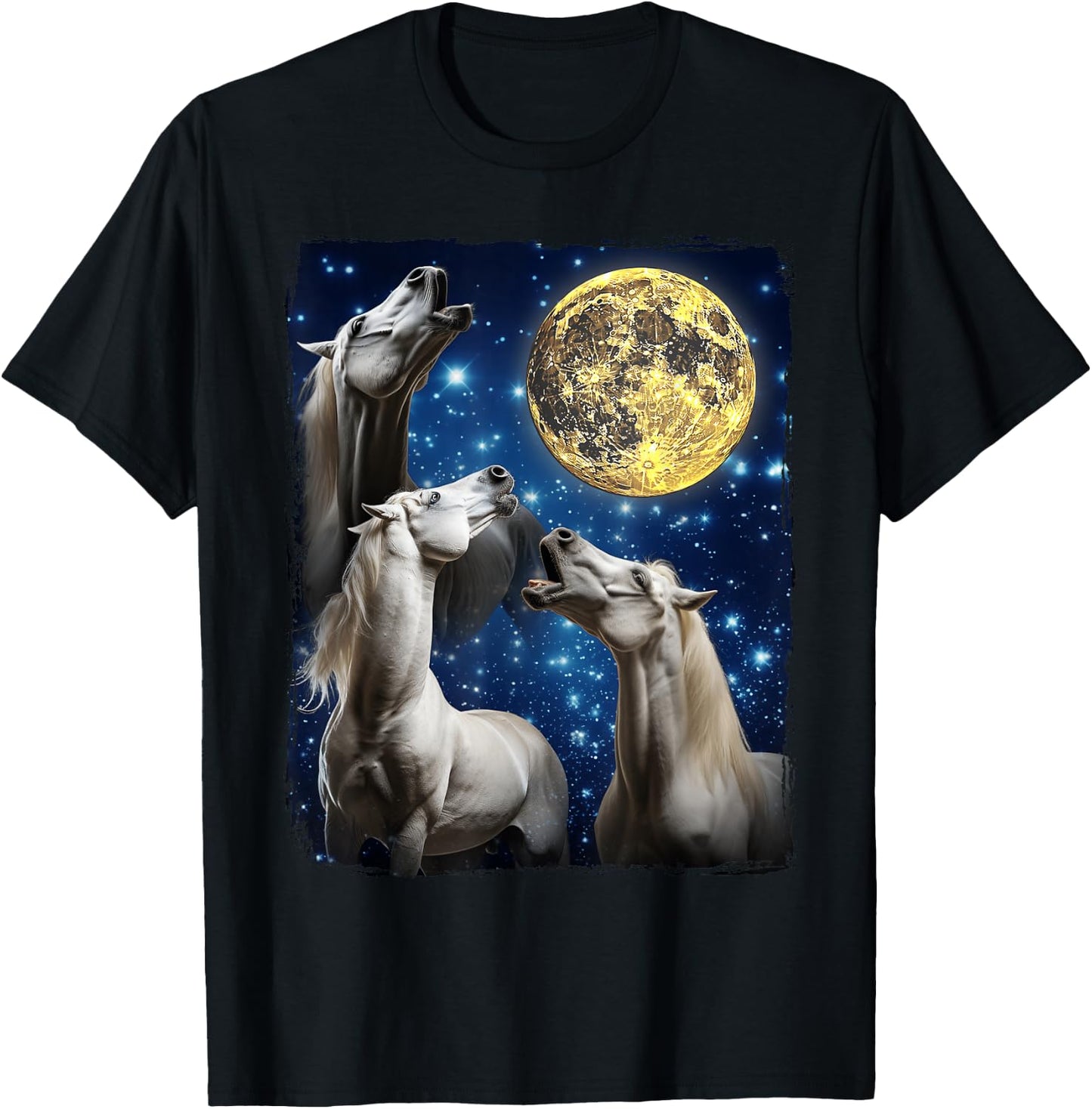 Horses Howling At The Moon T-Shirt - T-Shirt | Black