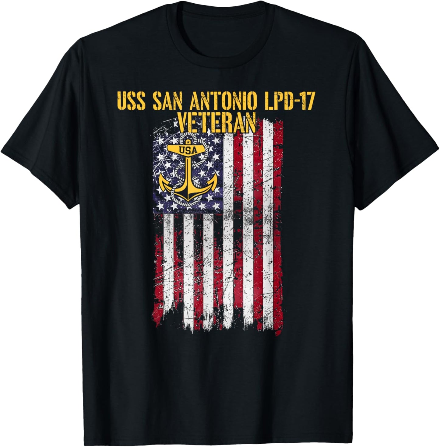 USS San Antonio LPD-17 Amphibious Transport Dock Veteran T-Shirt - T-Shirt | Black