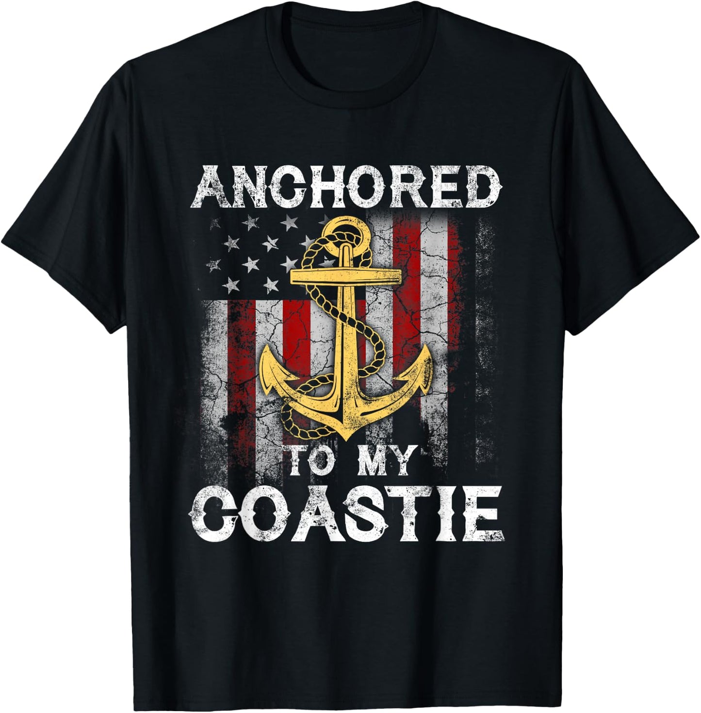 US Coast Guard Veteran Coastie Wife USCG Veteran Flag T-Shirt - T-Shirt | Black