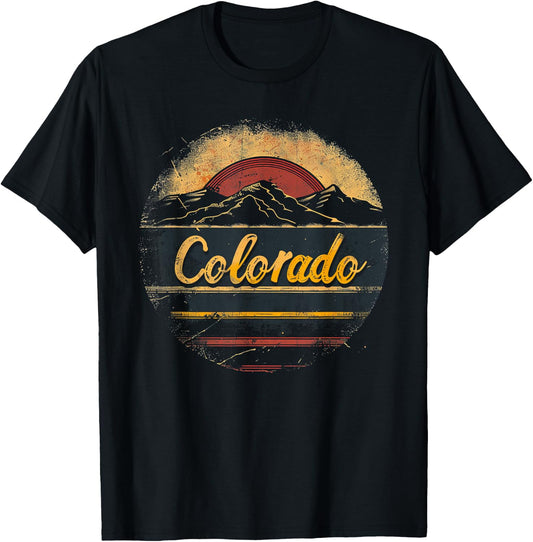 Colorado -Cool Funny Vintage Rocky Mountains Men Women Retro T-Shirt - T-Shirt | Black