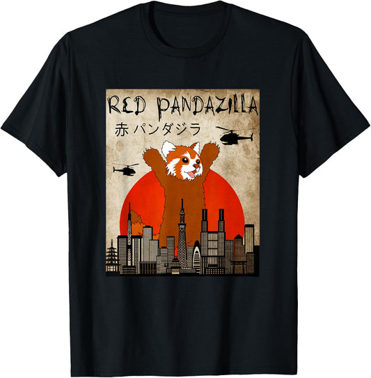 For Red Panda lover . Funny Red Pandazilla T-Shirt - T-Shirt | Black