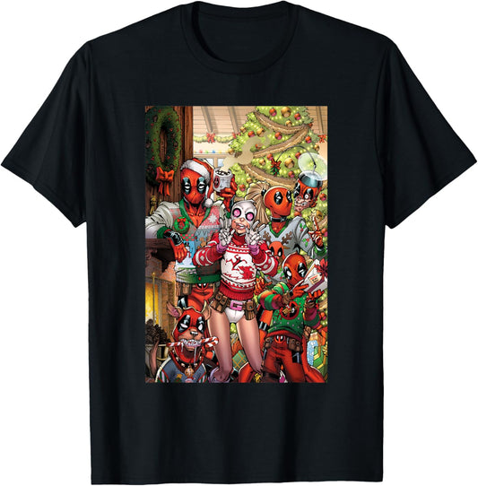 Marvel Gwenpool & Deadpool Family Christmas Holiday T-Shirt - T-Shirt | Black