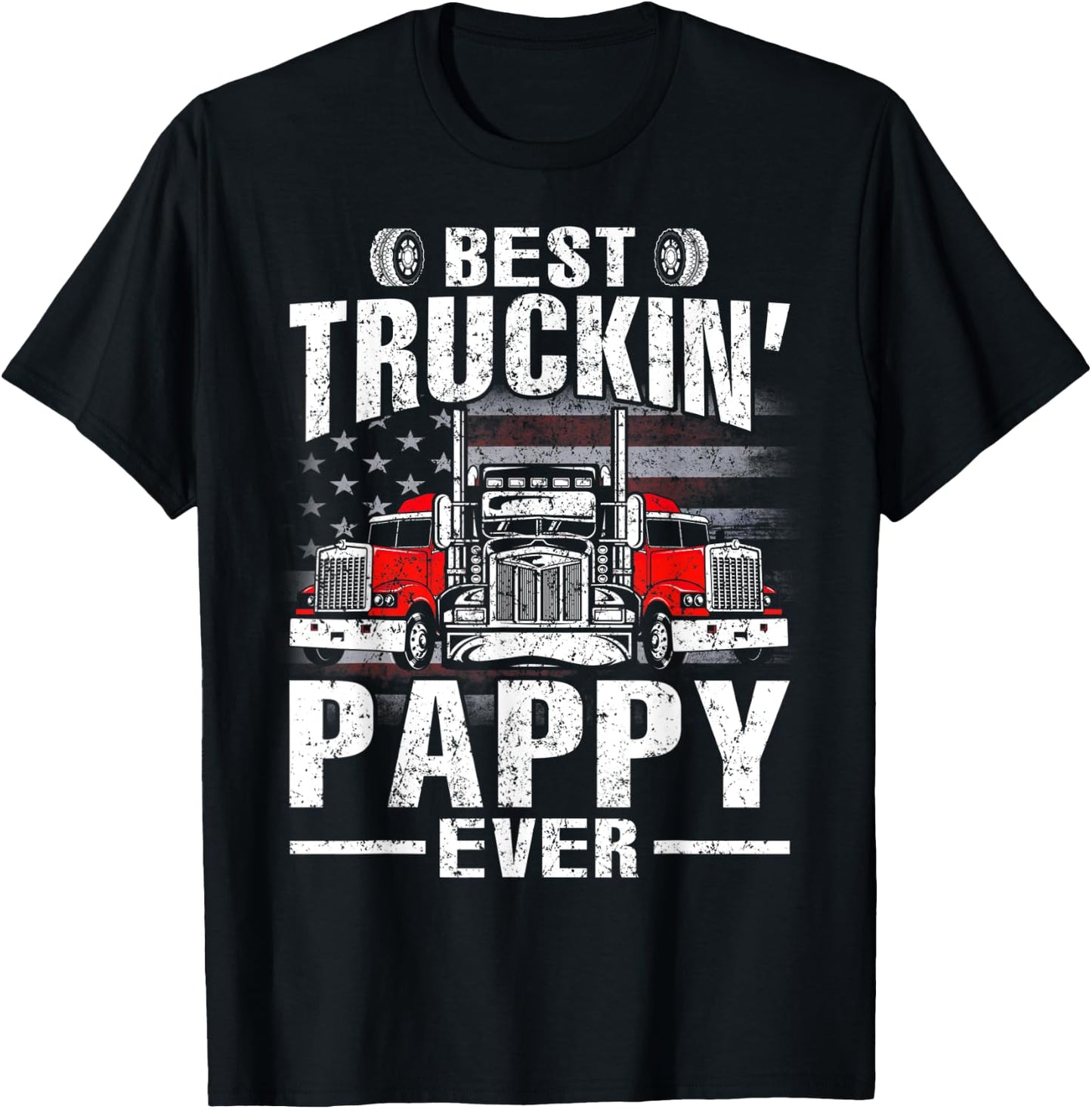 Best Truckin' Pappy Ever USA Flag Men T-Shirt - T-Shirt | Black