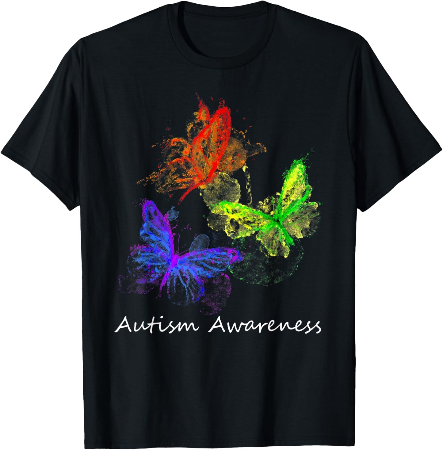 Autism Awareness Butterflies Without Puzzle Pieces Colorful T-Shirt - T-Shirt | Black