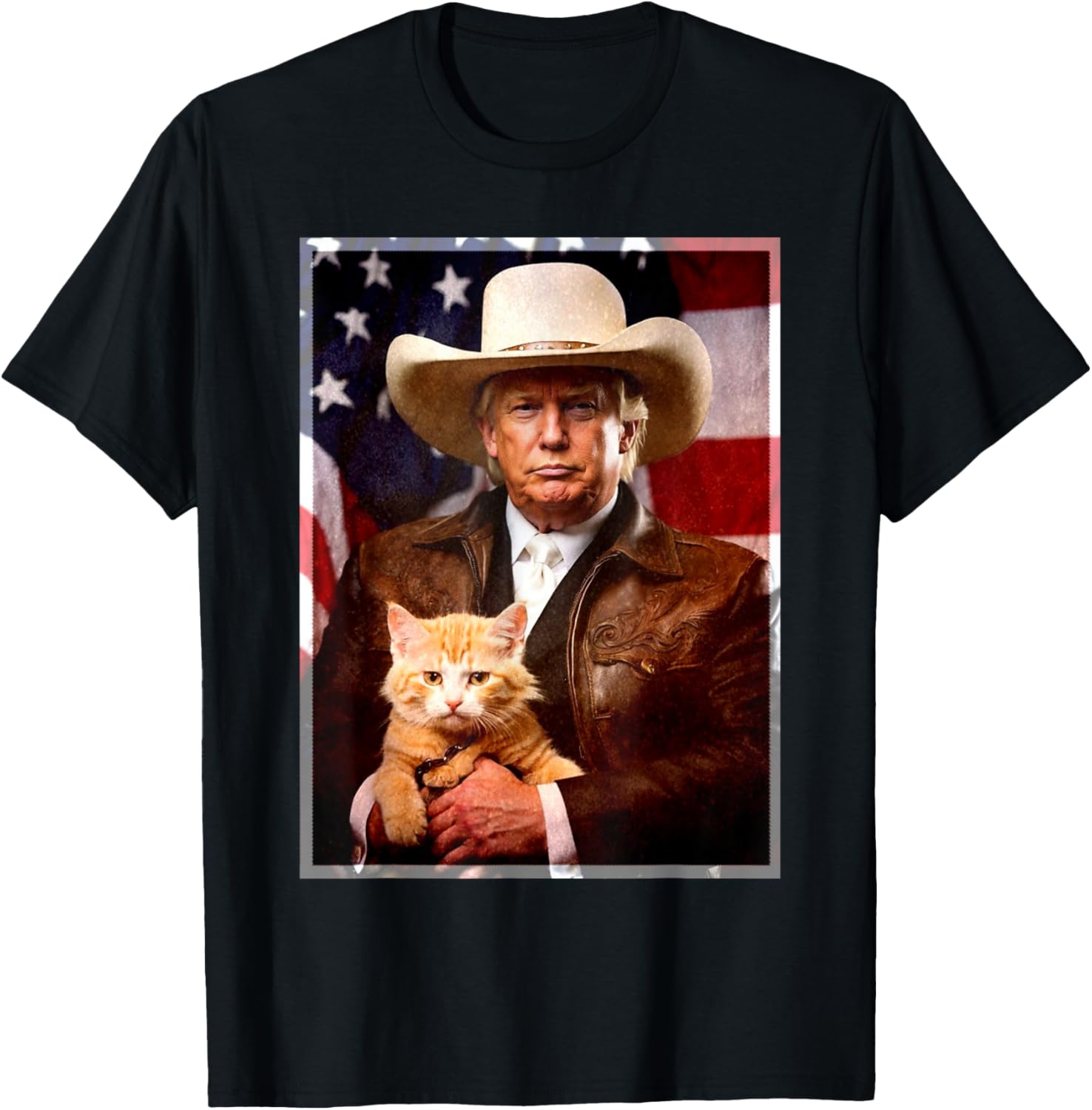 Donald Trump Cat Shirt Funny Cowboy Trump 2024 Republican T-Shirt - T-Shirt | Black