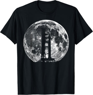 Saturn V Rocket Silhouette and Moon graphic NASA T-Shirt - T-Shirt | Black