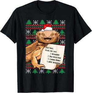 Funny Bearded Dragon Christmas Apparel Reptile Lover Lizard T-Shirt - T-Shirt | Black