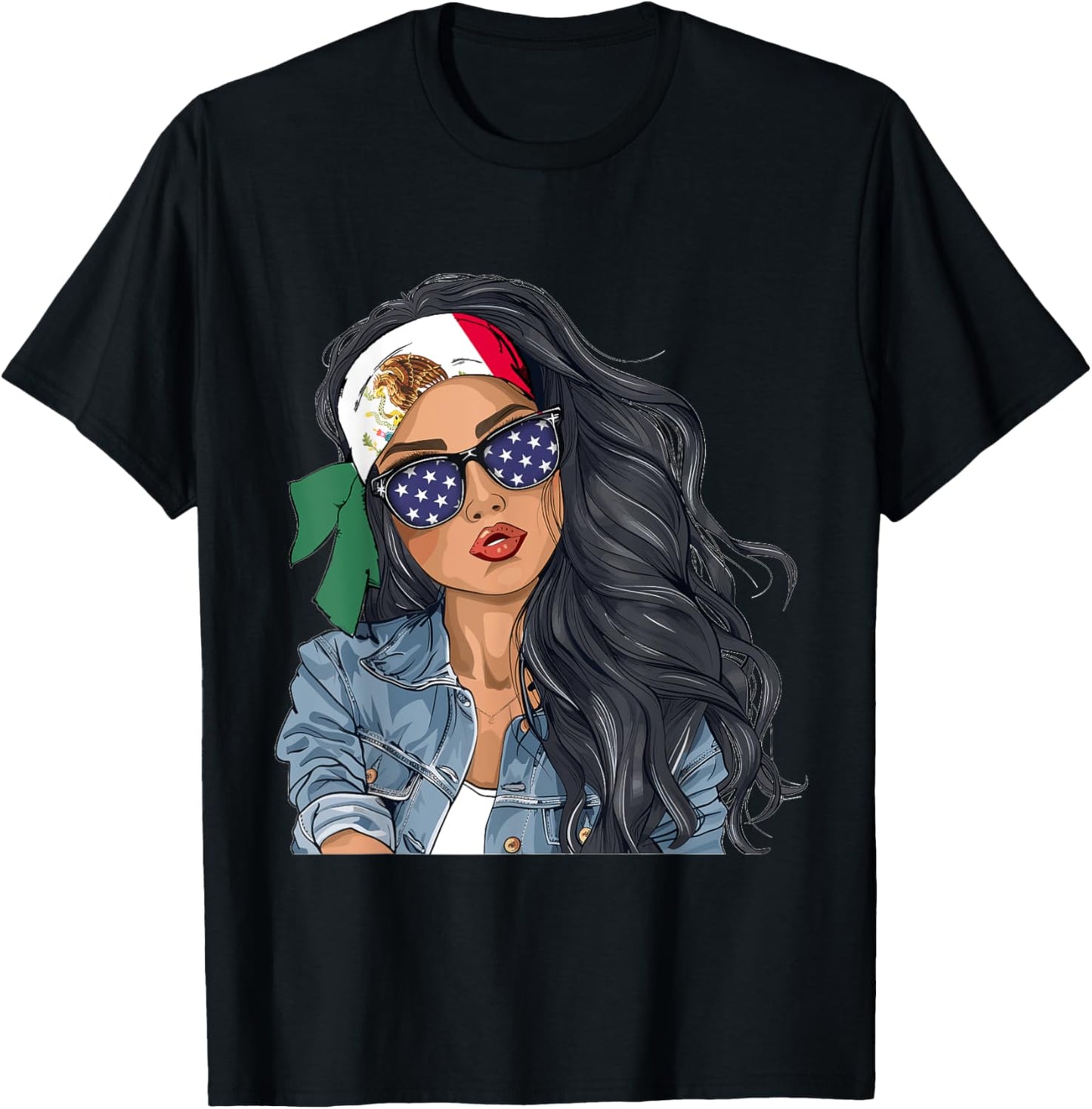 Mexican Woman Products Flag Uniform American Mexico T-Shirt - T-Shirt | Black