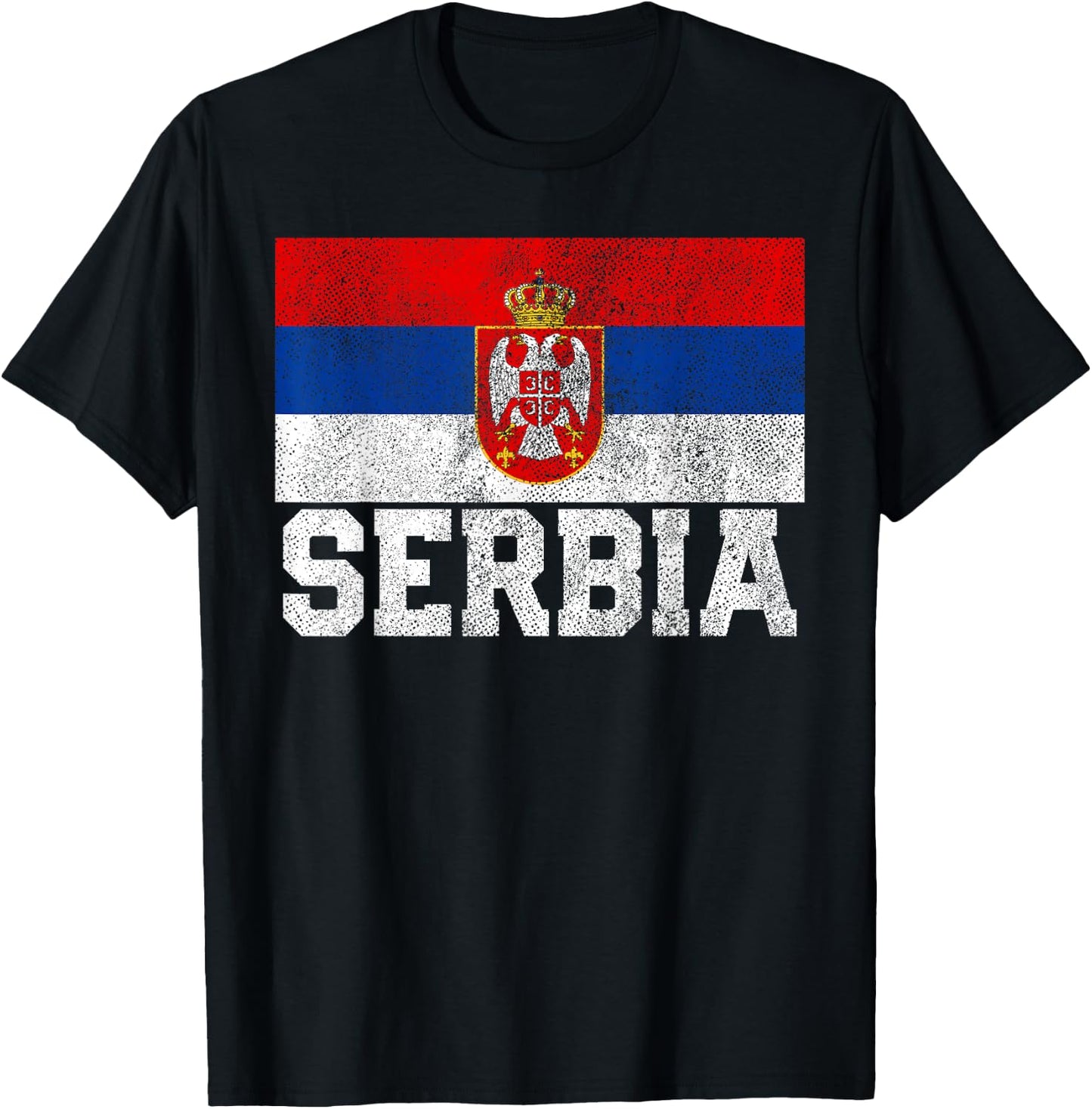Serbian Serbia Flag National Pride Family Roots Country Gift T-Shirt - T-Shirt | Black