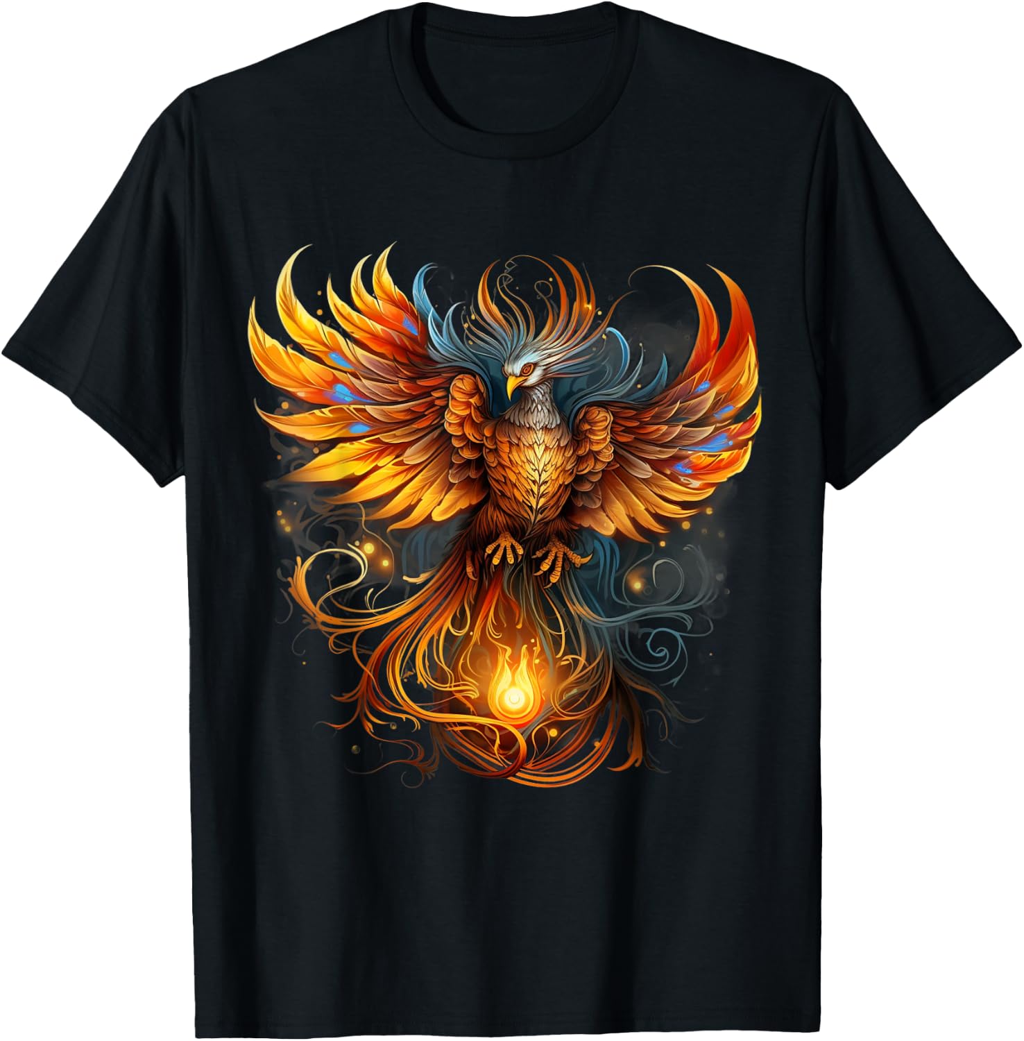 Rising Phoenix Majestic Fire Bird Fenix Fantasy Mythological T-Shirt - T-Shirt | Black