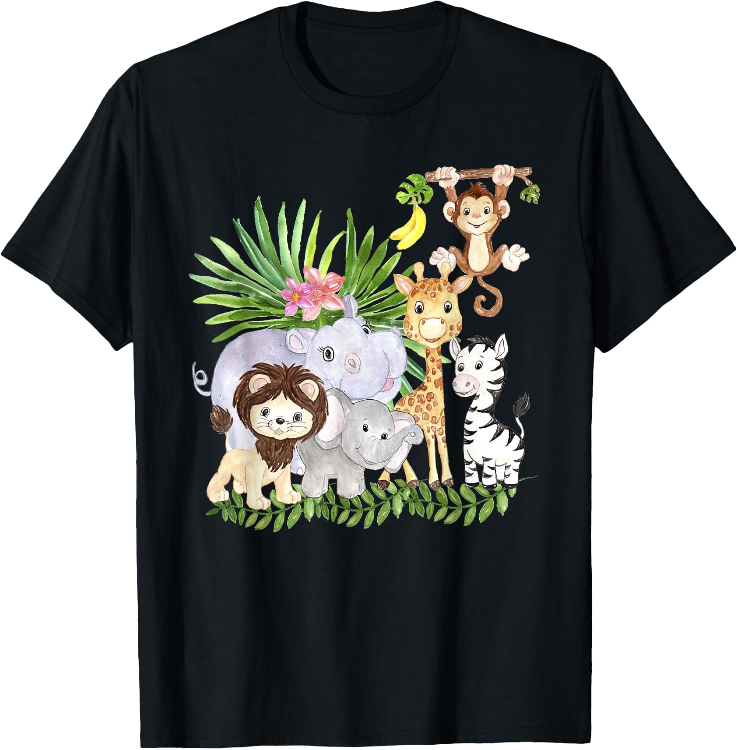 Zoo Animals Wildlife Birthday Party A Day At The Zoo Safari T-Shirt - T-Shirt | Black