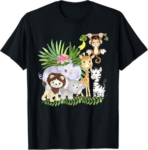 Zoo Animals Wildlife Birthday Party A Day At The Zoo Safari T-Shirt - T-Shirt | Black