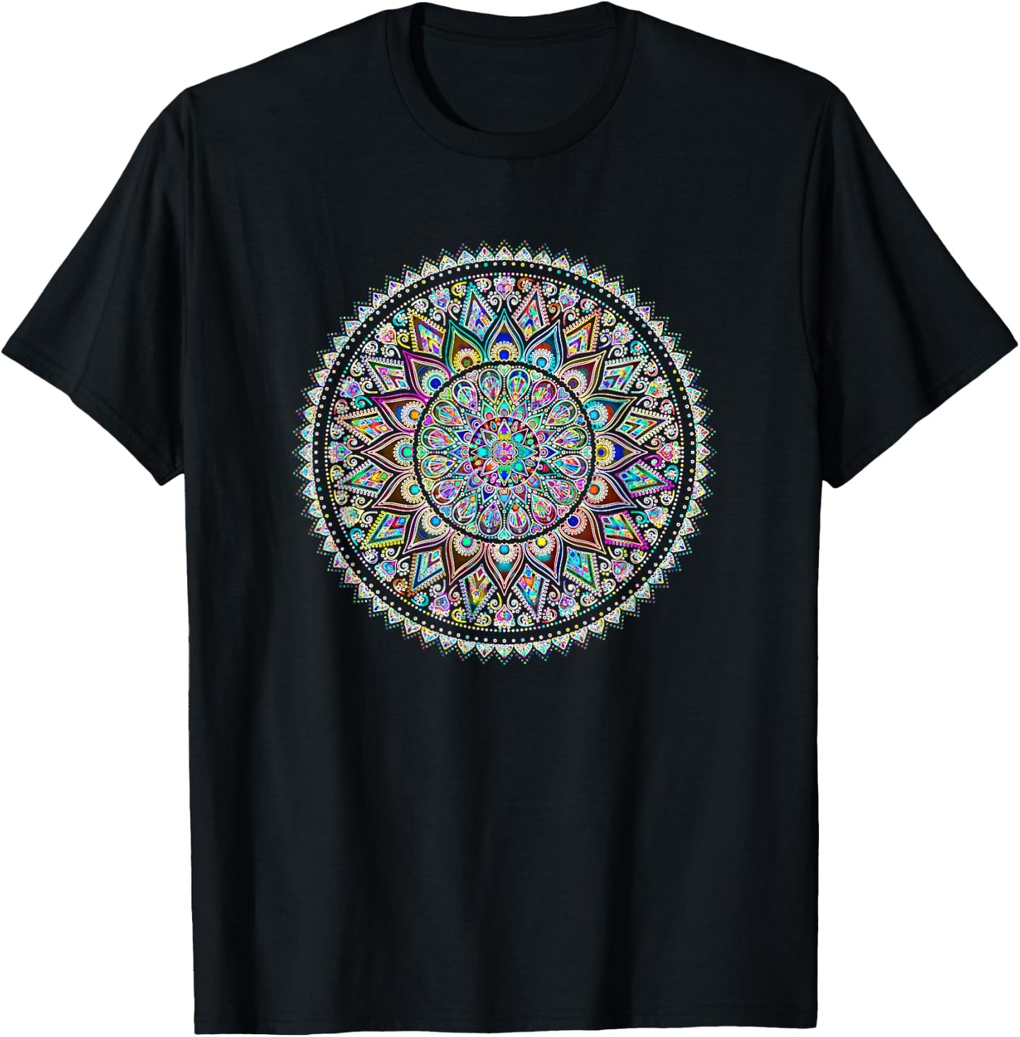 Psychedelic Love Mandala Heart Chakra T-Shirt - T-Shirt | Black
