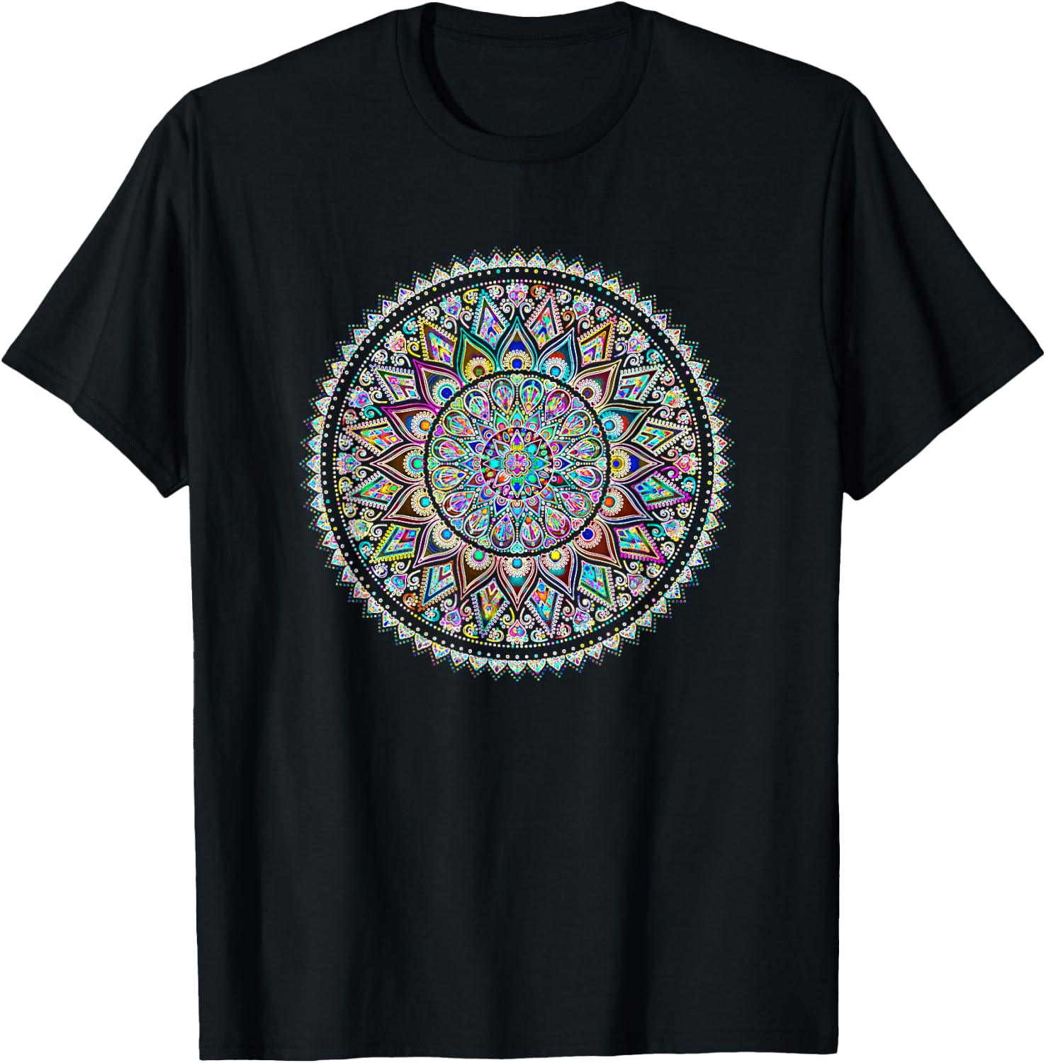 Psychedelic Love Mandala Heart Chakra T-Shirt - T-Shirt | Black