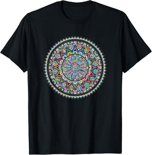 Psychedelic Love Mandala Heart Chakra T-Shirt - T-Shirt | Black