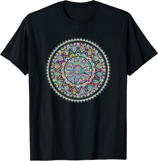 Psychedelic Love Mandala Heart Chakra T-Shirt - T-Shirt | Black