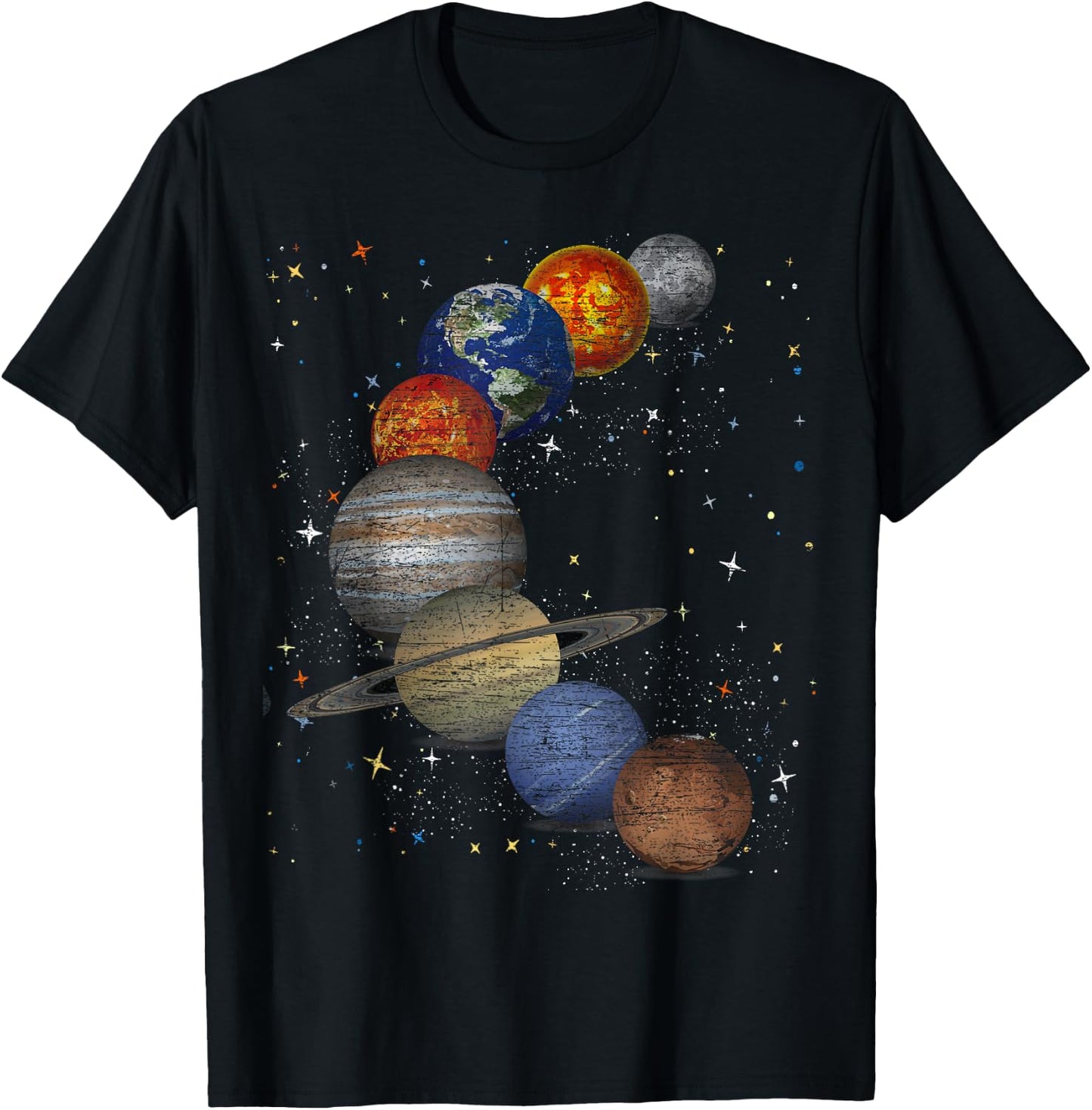 Galaxy Planets Sun Universe Outer Space Science T-Shirt - T-Shirt | Black