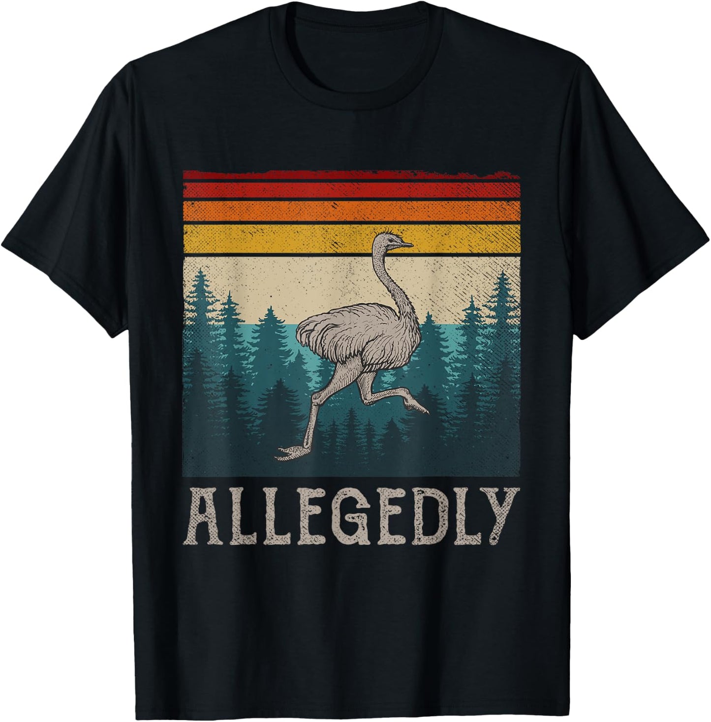 Vintage Retro Allegedly Ostrich Funny Bird Lover T-Shirt - T-Shirt | Black