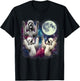 Three Poodles Howling at Moon Funny Weird Cursed Meme T-Shirt - T-Shirt | Black