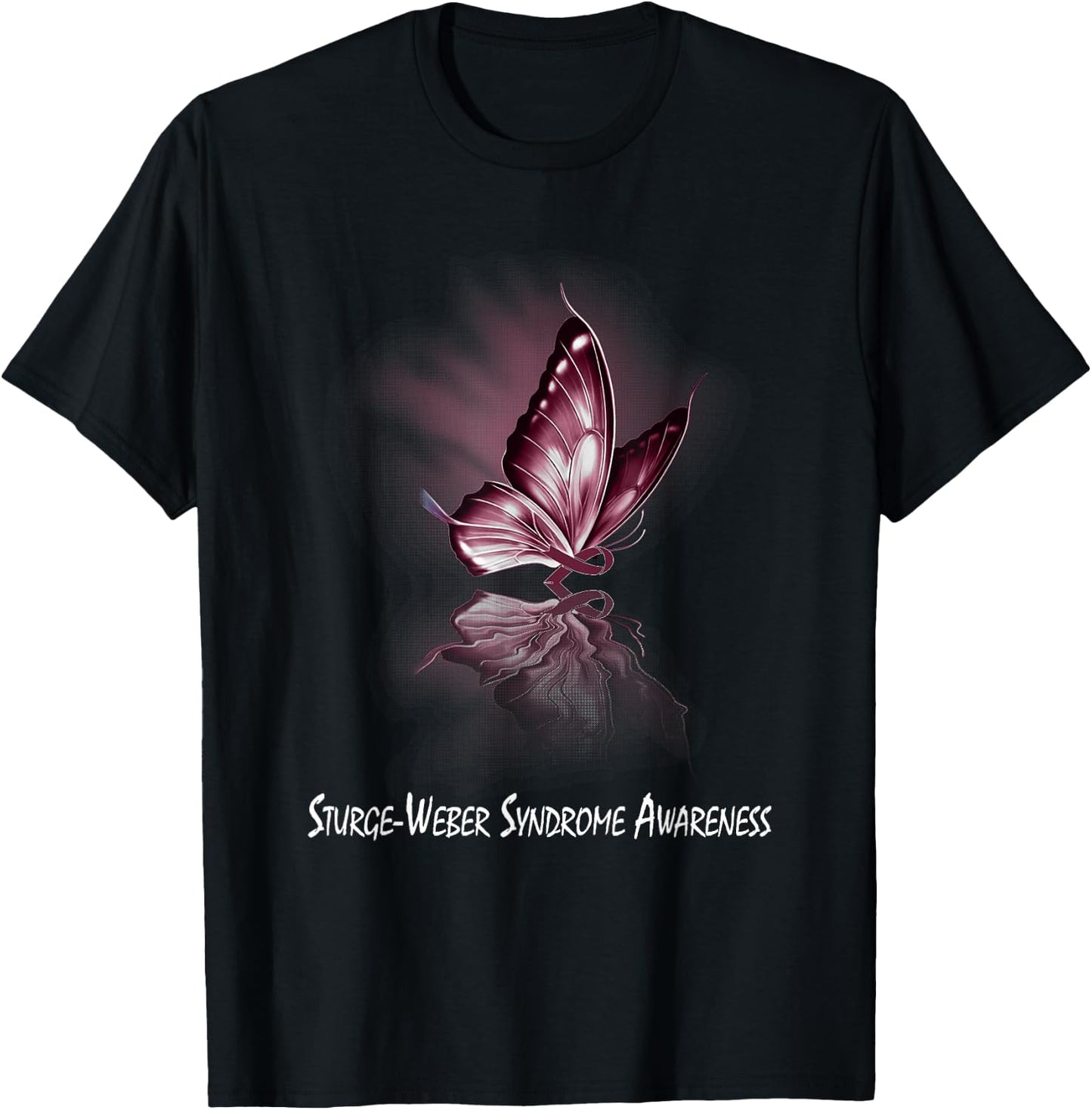 Butterfly Ribbon Sturge-Weber Syndrome Awareness T-Shirt - T-Shirt | Black