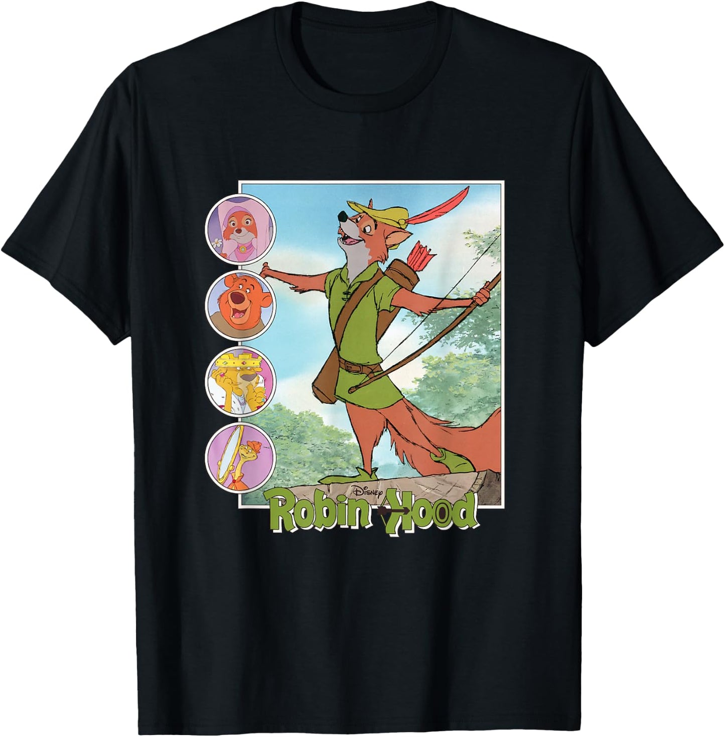 Disney Robin Hood Classic Disney Film Retro T-Shirt - T-Shirt | Black