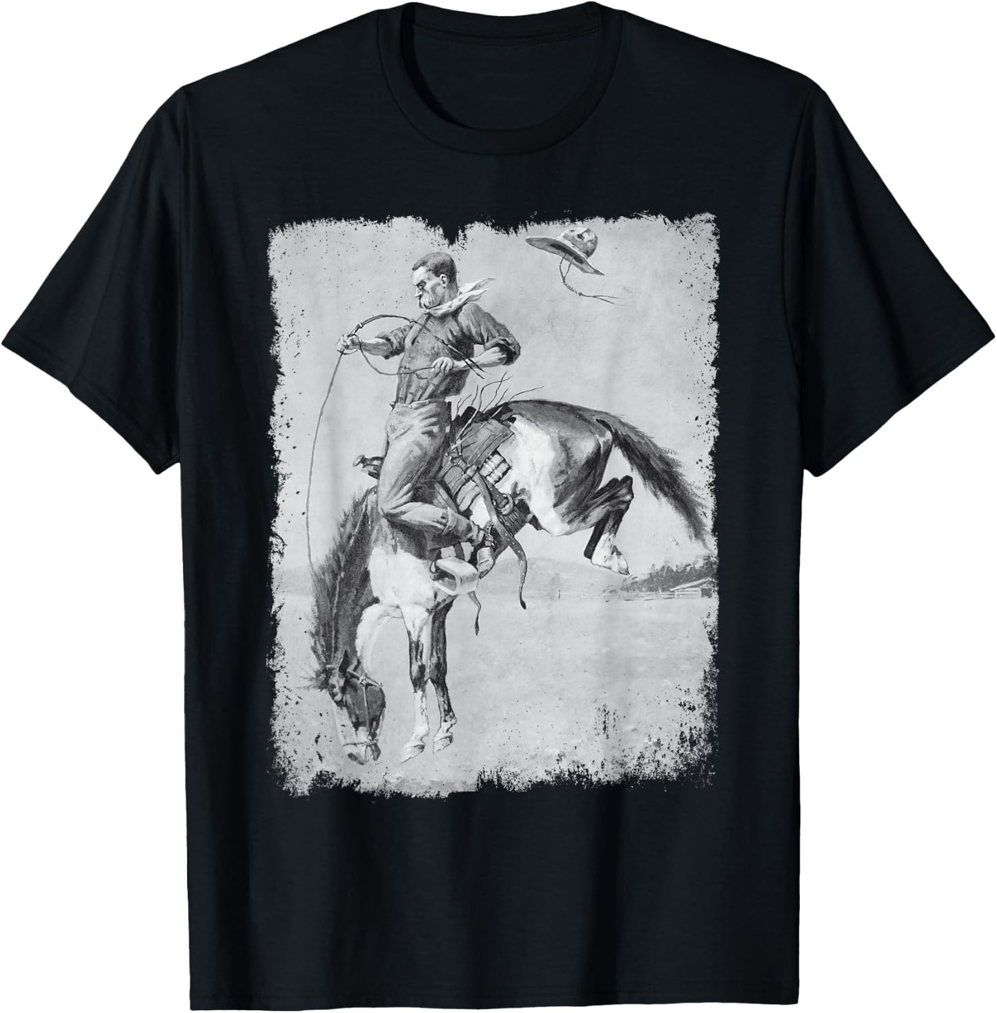 Cowboy Rodeo Horse Western Country Vintage Bronco Riding USA T-Shirt - T-Shirt | Black