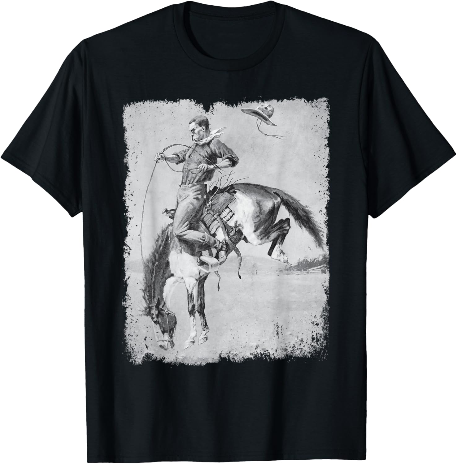 Cowboy Rodeo Horse Western Country Vintage Bronco Riding USA T-Shirt - T-Shirt | Black