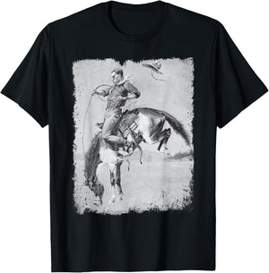 Cowboy Rodeo Horse Western Country Vintage Bronco Riding USA T-Shirt - T-Shirt | Black