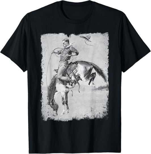 Cowboy Rodeo Horse Western Country Vintage Bronco Riding USA T-Shirt - T-Shirt | Black