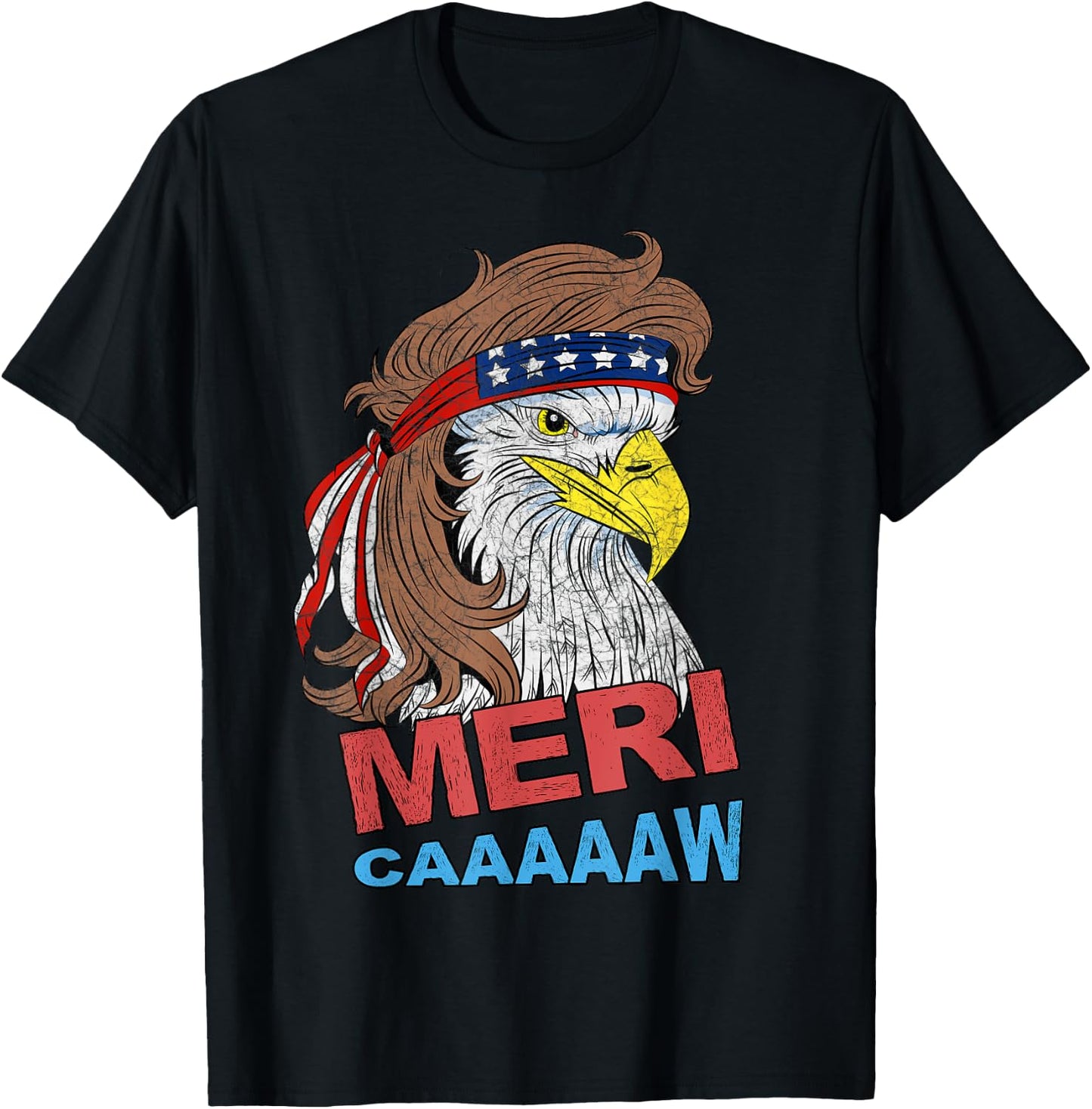 meri-caaaaaw - Eagle Mullet 4th Of July USA American Flag Women Kids Men T-Shirt - T-Shirt | Black
