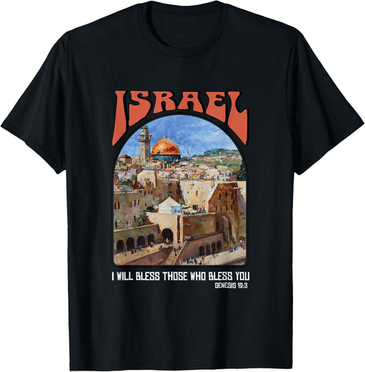 Israel Genesis 12:3 Bible verse Shirt Israel Strong T-Shirt - T-Shirt | Black