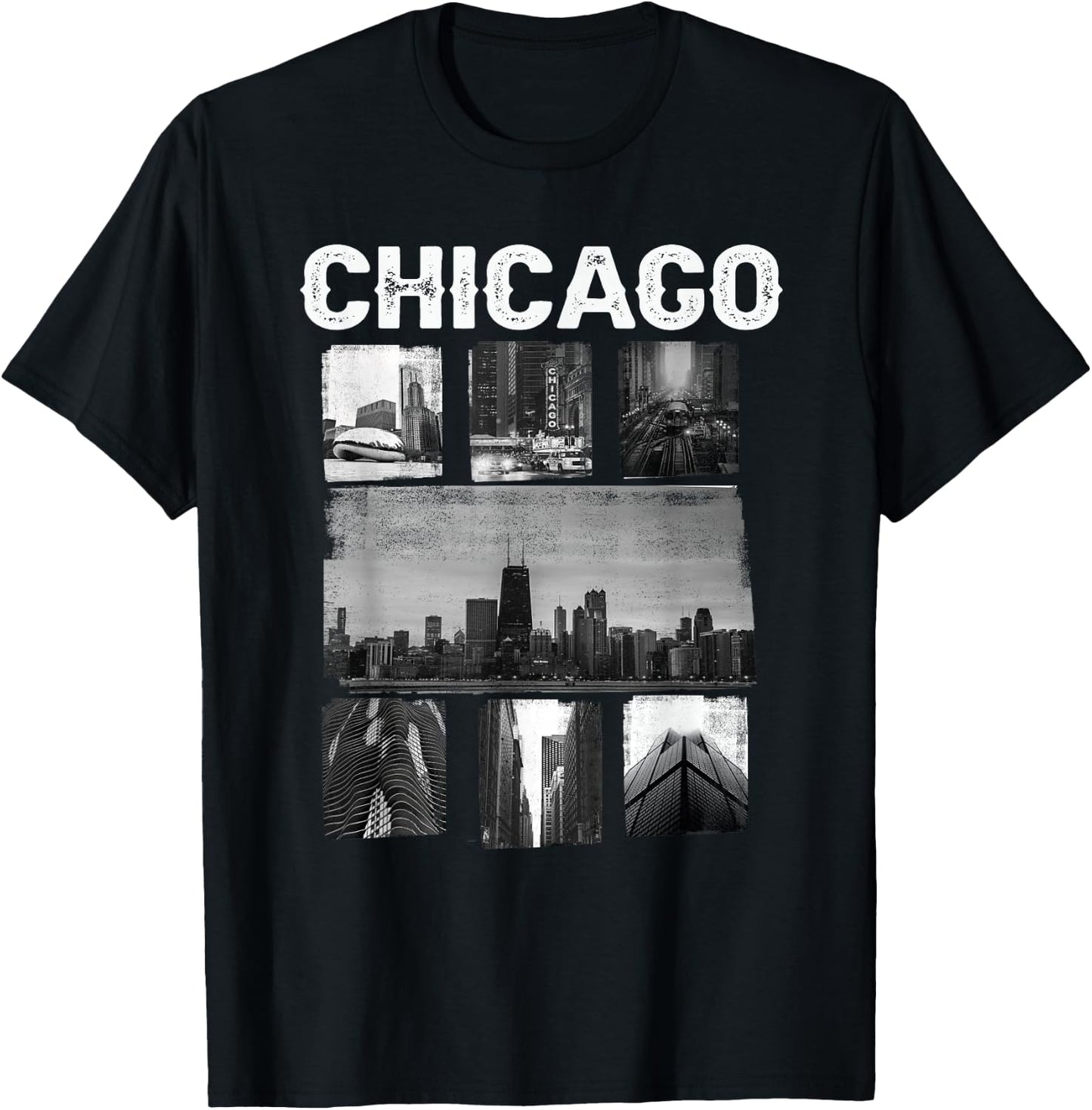 Illinois Chicago Skyline Chi Town T-Shirt - T-Shirt | Black