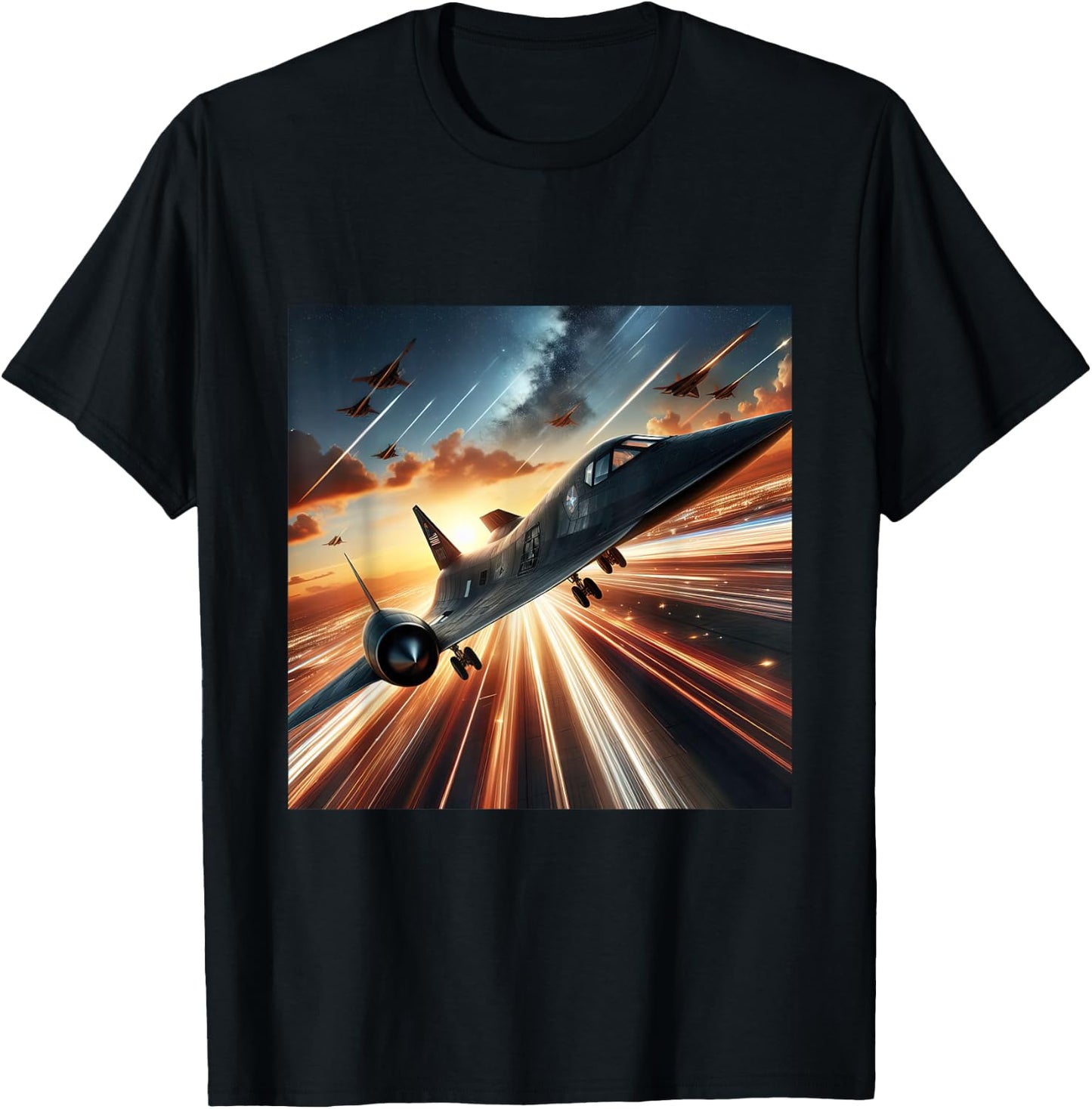 SR 71 Blackbird Fighter Jet Military Aircraft T-Shirt - T-Shirt | Black